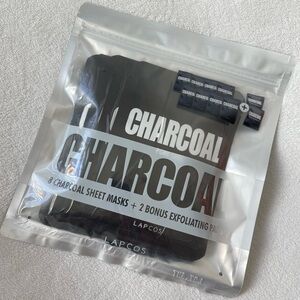 Lapcos Sheet Mask Set - 8 Charcoal Sheet Masks + 2 Bonus Exfoliating Pads - NEW